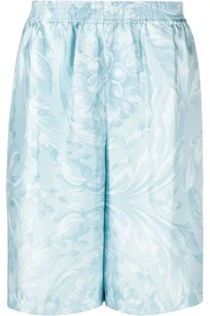 VERSACE Korte broeken, Heren, Blauw, M, Satijn, Casual Shorts