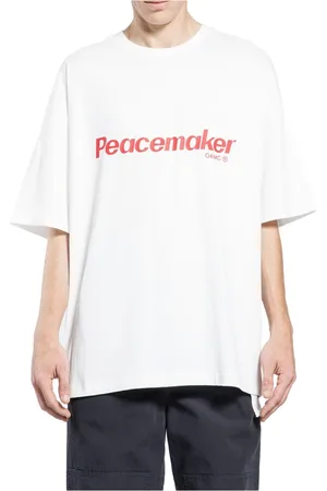 OAMC Tops, Heren, Wit, 2Xl, Katoen, Vrede Bloem T-shirt
