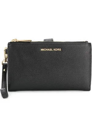 Michael Kors Accessoires, Dames, Zwart, ONE Size, Zwarte Leren Adele Smartphone Portemonnee