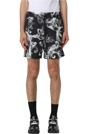 VERSACE Korte broeken, Heren, Zwart, S, Barok Print Zwembroek