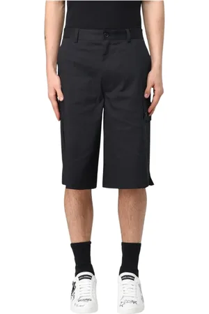 Dolce & Gabbana Korte broeken, Heren, Zwart, XS, Katoen, Zwarte Cargo Shorts met Zakken