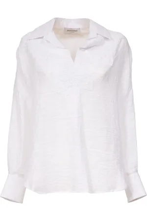 ERMANNO SCERVINO Blouses & Shirts, Dames, Wit, M, Geborduurde Oversized Jacquard Shirt