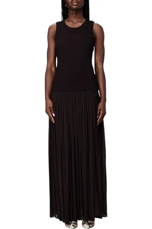 Jil Sander Kleedjes, Dames, Bruin, S, Bruine Maxi Jurk met Smocked Bodice