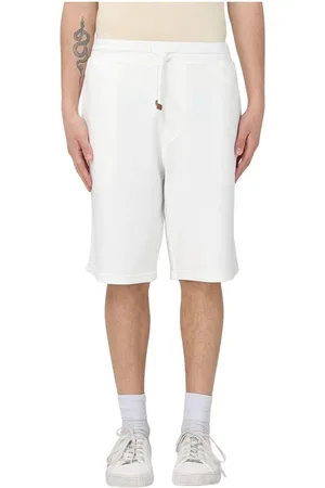 Brunello Cucinelli Korte broeken, Heren, Wit, S, Grijze Comfortabele Sweatshorts Stijlvolle Optie