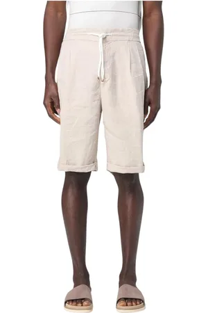 Brunello Cucinelli Korte broeken, Heren, , L, Linnen, Blauwe Linnen Casual Shorts