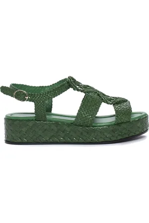 Pon´s quintana Schoenen, Dames, Groen, 40 EU, Handgeweven Romeinse Stijl Plateau Sandaal