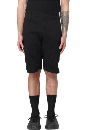 C.P. Company Korte broeken, Heren, Zwart, S, Katoen, Khaki Cargo Shorts met Meerdere Zakken