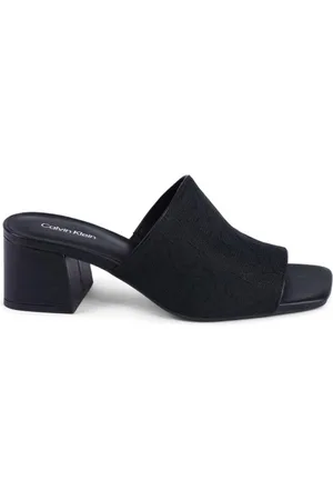 Calvin Klein Schoenen, Dames, Zwart, 36 EU, Polyester, Zwarte Sandalen met Bandjes