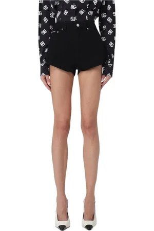 Dolce & Gabbana Korte broeken, Dames, Zwart, S, Denim, Zwarte High Waisted Denim Shorts