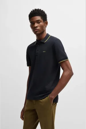 HUGO BOSS Tops, Heren, Blauw, XL, Katoen, Blauw Polo Shirt met Contrastbies
