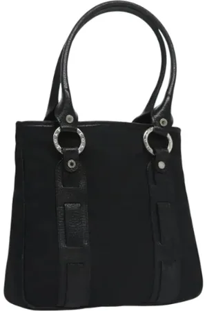 Bvlgari Pre-owned, Dames, Zwart, ONE Size, Leer, Tweedehands Canvas handtassen