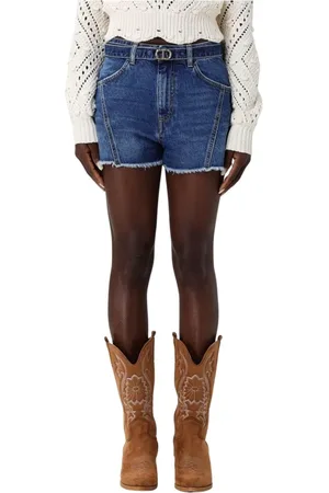 Twin-Set Korte broeken, Dames, Blauw, W25, Denim, Stijlvolle Denim Shorts met Riem