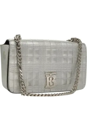 Burberry Pre-owned, Dames, Grijs, ONE Size, Leer, Tweedehands leren schoudertassen