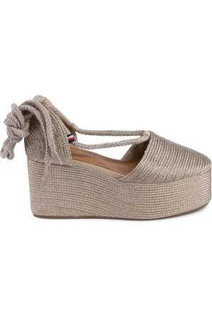 Tommy Hilfiger Schoenen, Dames, Geel, 38 EU, Polyester, Gouden Sleehak Espadrilles