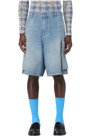 J.W.Anderson Korte broeken, Heren, Blauw, M, Denim, Blauwe Denim Cargo Shorts met Zakken
