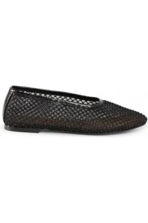 Staud Schoenen, Dames, Zwart, 41 EU, Katoen, Katoenen Gehaakte Ballet Flats
