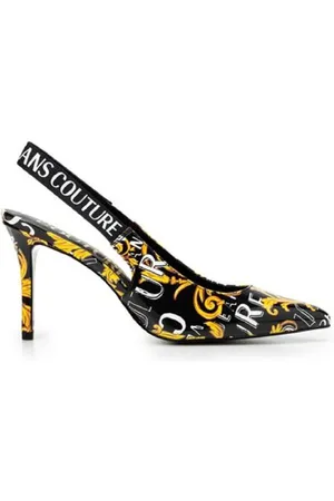 VERSACE Schoenen, Dames, Veelkleurig, 36 EU, Barok Print Zwarte Décolleté - Maat 41