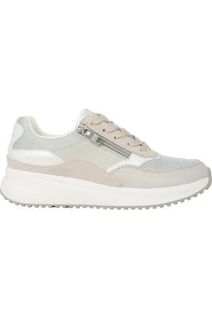 Waldläufer Schoenen, Dames, Grijs, 38 EU, Leer, Wijde pasvorm veter-zip sneaker grijs