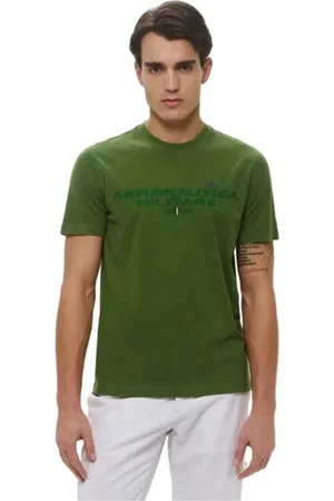 Aeronautica Militare Tops, Heren, Groen, XL, Katoen, Katoenen T-shirt in diverse kleuren