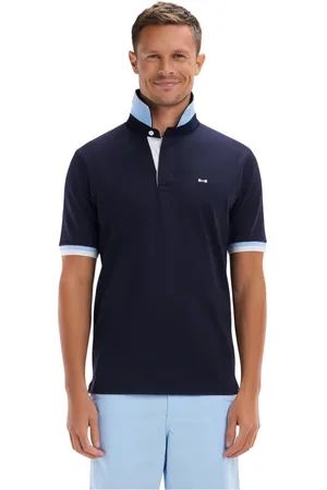 Eden Park Tops, Heren, Blauw, 2Xl, Katoen, Kortemouw marineblauw katoenen jersey top recht model vlinderborduursel