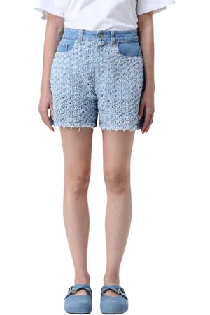 Stella McCartney Korte broeken, Dames, Blauw, W26, Denim, Blauwe Gehaakte Denim Shorts