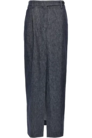 Brunello Cucinelli Rokken, Dames, Blauw, XS, Katoen, Blauwe Monile Rok met Zakken