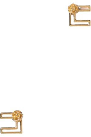 Elisabetta Franchi Accessoires, Dames, Geel, ONE Size, Gouden Bloem Oorbellen