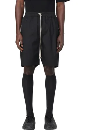 Rick Owens Korte broeken, Heren, Zwart, L, Katoen, Zwarte Shorts met Trekkoord Relaxte Pasvorm