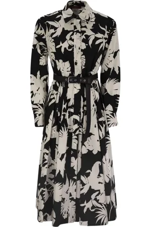 Max Mara Kleedjes, Dames, Veelkleurig, M, Katoen, Kleurrijke Bloemen Midi Jurk