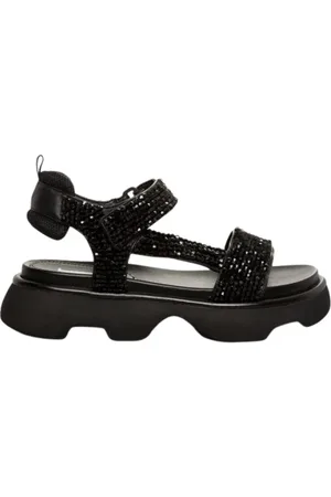Jeannot Schoenen, Dames, Zwart, 36 EU, Leer, Zwarte strass sportsandaal