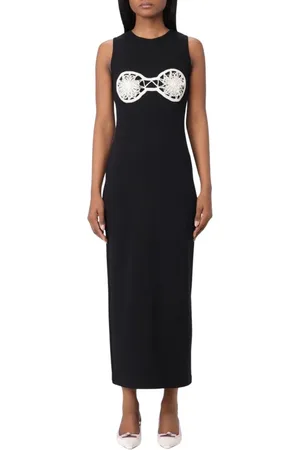 MAGDA BUTRYM Kleedjes, Dames, Zwart, M, Elegante Ribgebreide Midi-jurk
