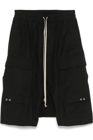 Rick Owens Korte broeken, Heren, Zwart, S, Katoen, Zwarte Cargo Pods Bermuda Shorts