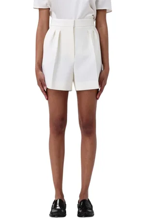 Max Mara Korte broeken, Dames, Wit, XS, Witte Hoge Taille Geplooide Shorts