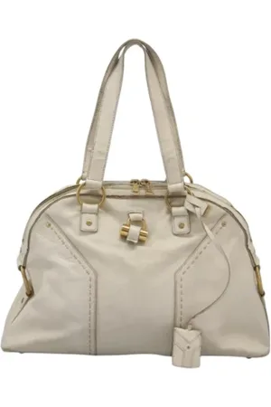 Saint Laurent Pre-owned, Dames, Wit, ONE Size, Leer, Tweedehands leren handtassen