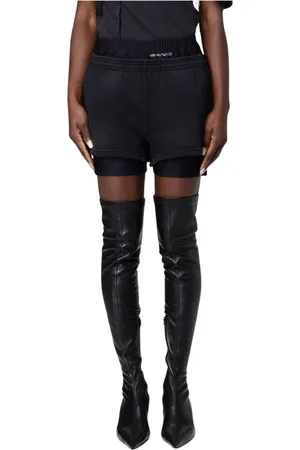 Alexander Wang Korte broeken, Dames, Zwart, XL, Katoen, Zwarte Laagjes Relaxed Fit Shorts