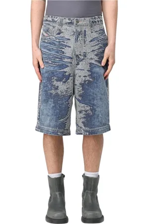 Diesel Korte broeken, Heren, Blauw, W30, Denim, Acid Wash Denim Shorts