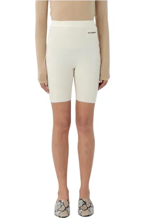 Jil Sander Korte broeken, Dames, , S, Wol, Gebreide Wollen Shorts in Roomkleur