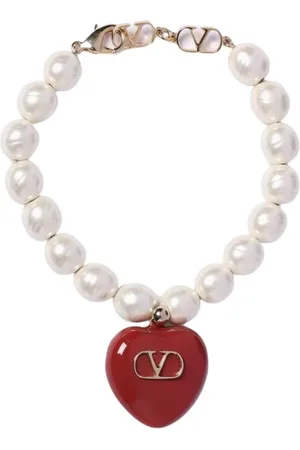 VALENTINO GARAVANI Accessoires, Dames, Geel, S, Parel Hart Bedel Armband Sieraden