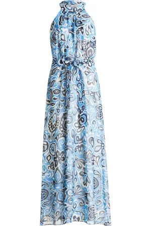 Betty & Co Kleedjes, Dames, Blauw, L, Chiffon, Mouwloze chiffon jurk