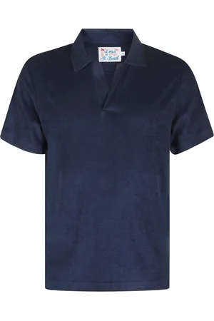 MC2 SAINT BARTH Tops, Heren, Blauw, M, Katoen, Blauw Katoenen Spons Polo Shirt
