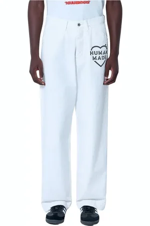 HUMAN MADE Broeken, Heren, Wit, M, Katoen, Logo Sailor Pants Straight-Leg Jeans
