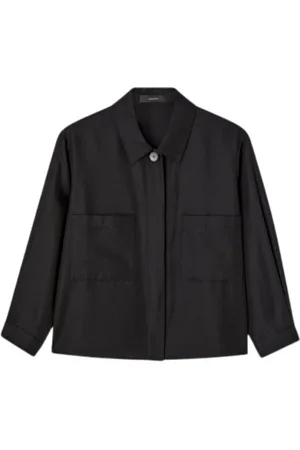 Joseph Blouses & Shirts, Dames, Zwart, S, Katoen, Zijden katoenen shirt met natuurlijke glans