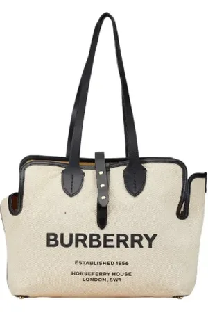 Burberry Pre-owned, Dames, , ONE Size, Leer, Pre-owned Canvas totes