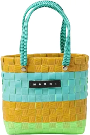 Marni Tassen, Dames, Geel, ONE Size, Multicolor Geweven Tote Tas