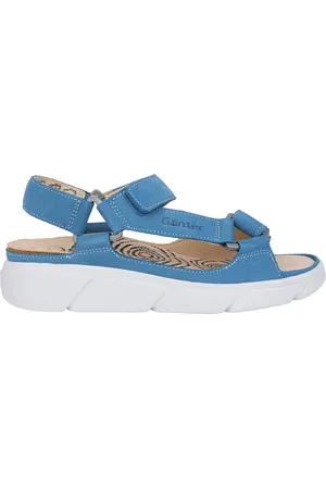 Ganter Schoenen, Dames, Blauw, 38 EU, Blauwe brede pasvorm damessandaal