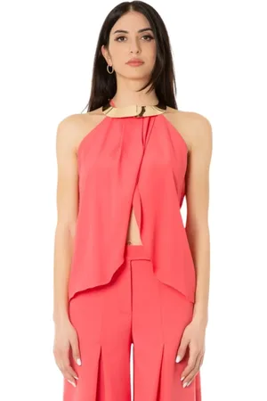 SIMONA CORSELLINI Tops, Dames, Roze, XS, Koraal Top met Voor Split