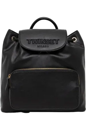 Twin-Set Tassen, Dames, Zwart, ONE Size, Leer, Zwarte Synthetisch Leren Rugzak