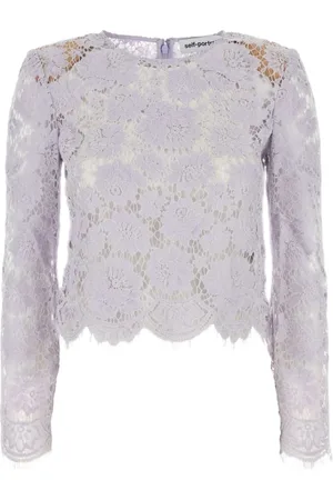Self-Portrait Tops, Dames, Paars, S, Lila Scallop Edge Top