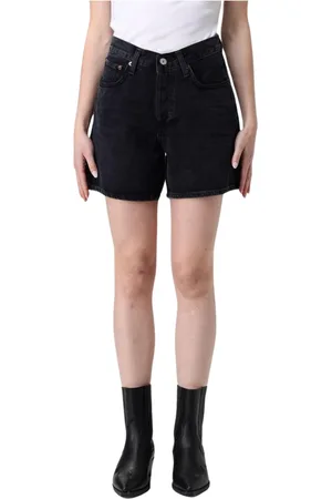 AGOLDE Korte broeken, Dames, Zwart, W24, Katoen, Zwarte Jean Shorts Stijlvolle Eigentijdse Pasvorm