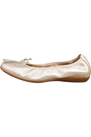 Wonders Schoenen, Dames, Grijs, 36 EU, Leer, Zilveren Platte Schoenen Elegant Ontwerp